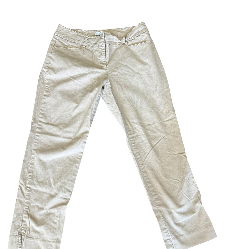 New York & Company Stretch Capri y2k Women Pants Khaki Tan Cropped Chino - Picture 9 of 11